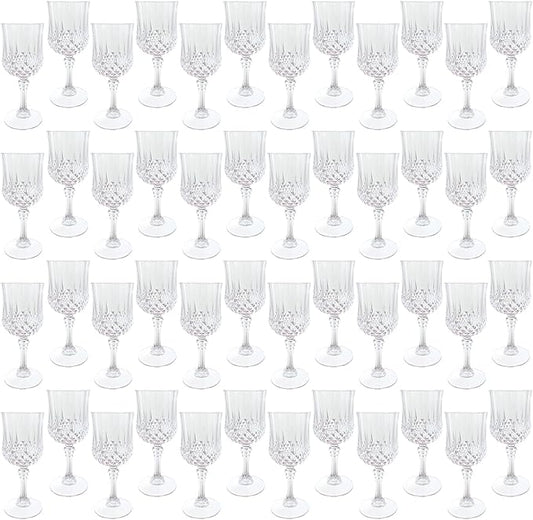 Plastic Wine Glasses，Plastic Goblets Vintage Style Cordial Drinking Glasses for Wedding Reception, Grand Event Party Supplies (100, transparent)