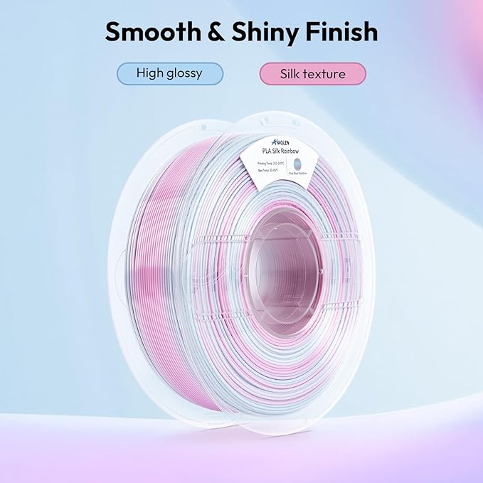 AMOLEN Silk PLA 3D Printer Filament, Shiny Multicolor Rainbow PLA Filament 1.75mm, Gradient Color Change PLA 3D Printing Filament for Most FDM 3D Printer, Pink Blue, 1kg (2.2lbs)