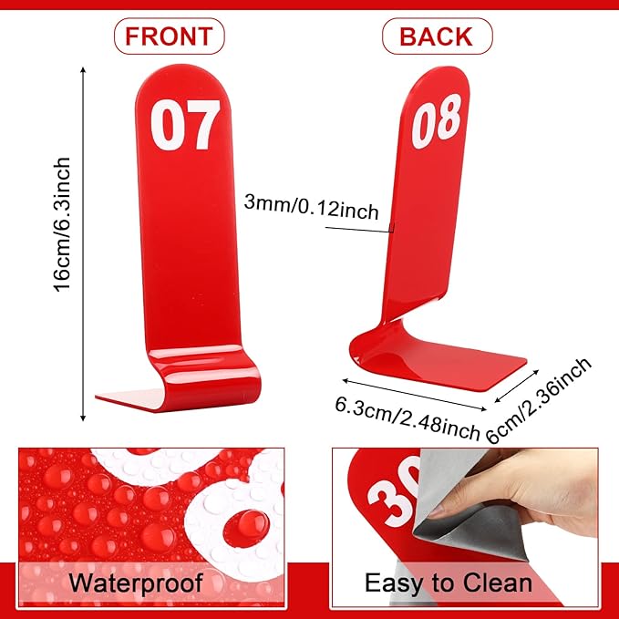 Tuanse 1-30 Table Order Numbers Restaurant Double Sided Acrylic Reception Number Stands Signs for Wedding Restaurant Seating Cafes Party Banquet(Red)