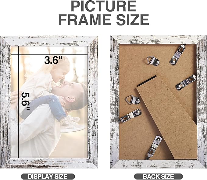 TWING 4 x 6 Rustic Picture Frames Set of 6, Farmehouse Photo Frame Collage For Wall Decor Mounting or Tabletop Display Distressed White, Ideal Gifts