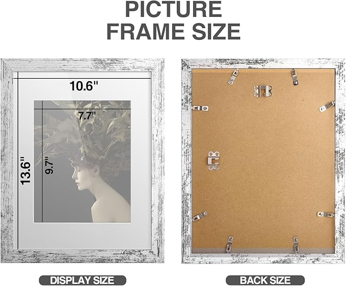 TWING Rustic Picture Frames 11x14 Set of 6, Distressed White Composite Wood Large Gallery Wall Frame Set Display Photos 8x10 with Mat or 11x14 without Mat Wall Mounting, Ideal Valentine Gifts for