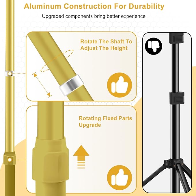 Jiang&Rong 10ft x 10ft Adjustable Backdrop Stand Kit - Heavy Duty Pipe and Drape Stand for Wedding, Birthday Party, Banquet Decorations (Golden)