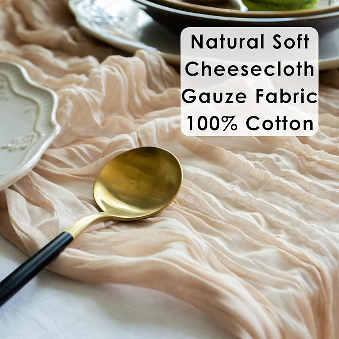 Gauze Table Runner Bulk Cheesecloth Table Runner 141 in Long Sand Set of 4 Boho Wedding Decorations Beige Cheese Cloth Runner Wedding Gauze Fabric Sand