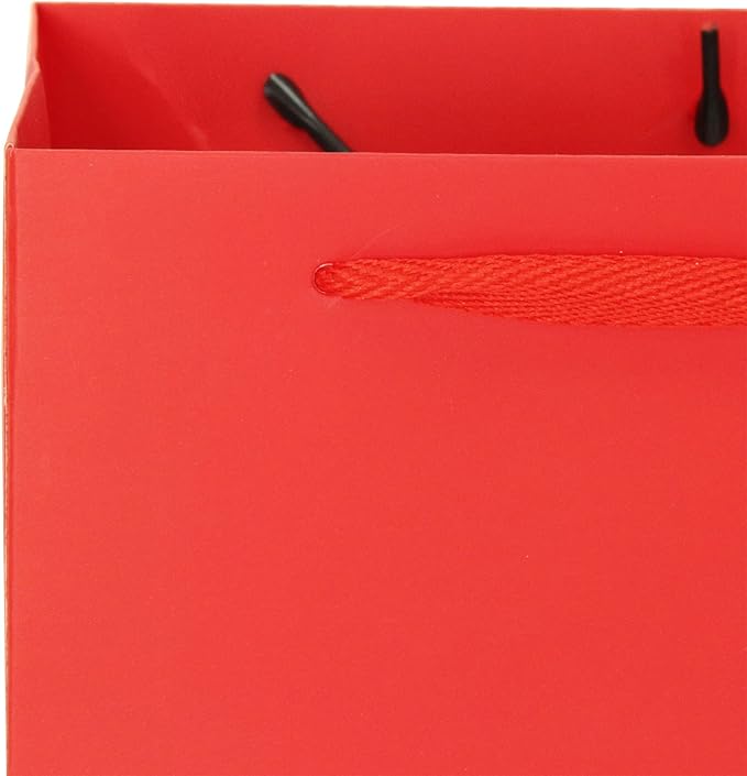 Red Paper Gift Bag Small Square Bottom Paper Bags With Handles (Red, 6 x 6 x 6 in, 10 Pcs)