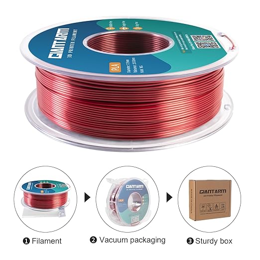 GIANTARM Dual Color PLA Filament, Silk PLA Filament 1.75mm +/-0.02mm,1KG Spool(2.2lbs) Vacuum Packaging, 3D Printing Filaments Fit Most FDM Printer