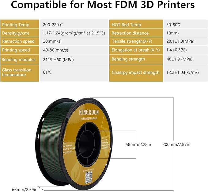 Kingroon 16KG PLA Filament Bundle+Triple Color Silk PLA Filament Bulk 3D Printer Filament 1.75MM,for Most FDM 3D Printer，1KG X 16 Spools