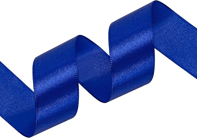 Royal Blue Satin Ribbon 1 inch X Continuous 100 Yards, Single Face Polyester Ribbon Perfect for Gift Wrapping, Flower Bouquet, Wedding Decor, Crafts, Bow Making, Sewing and More