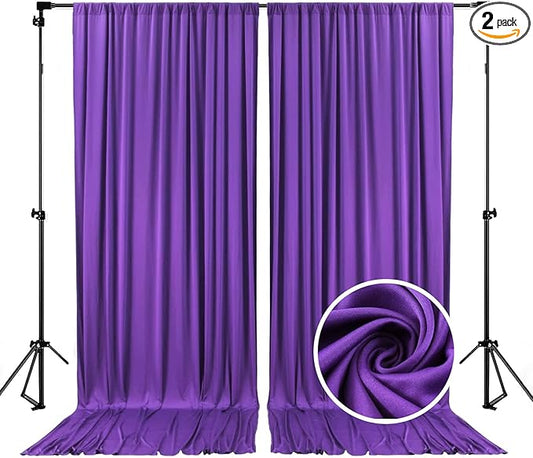 10 x 7 Feet Purple Backdrop Curtain for Partie, Background Curtains for Photoshoot, Birthday, Wedding, Halloween, Thanksgiving, Christmas, New Year Party Decorations 5Ft x 7Ft, 2 Panels