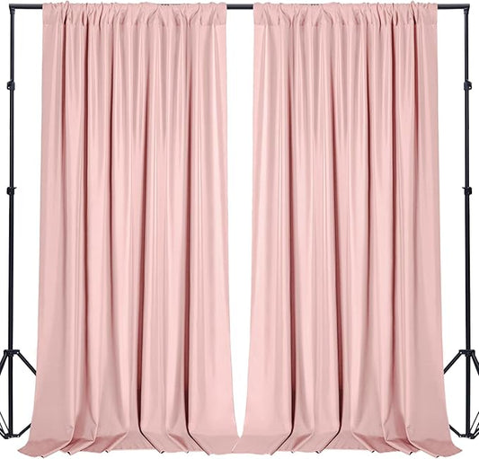 Sugargirl 10x10FT Blush Pink Backdrop Curtains Polyester Photo Backdrop Drapes Curtains 2 Panels with Rod Pockets for Party Birthday Wedding Photography Home Decoration