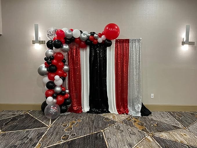 White Sequin Backdrop Curtains 2 Panels 4FTx8FT Glitter White Drapes Photo Backdrop Drapes Party Wedding Baby Shower Curtain Sparkle Photography Party Decor Background