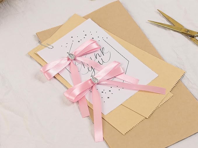 Rose Pink Satin Ribbon 3/8 inch X Continuous 100 Yards, Single Face Polyester Ribbon Perfect for Gift Wrapping, Flower Bouquet, Wedding Decor, Crafts, Bow Making, Sewing and More