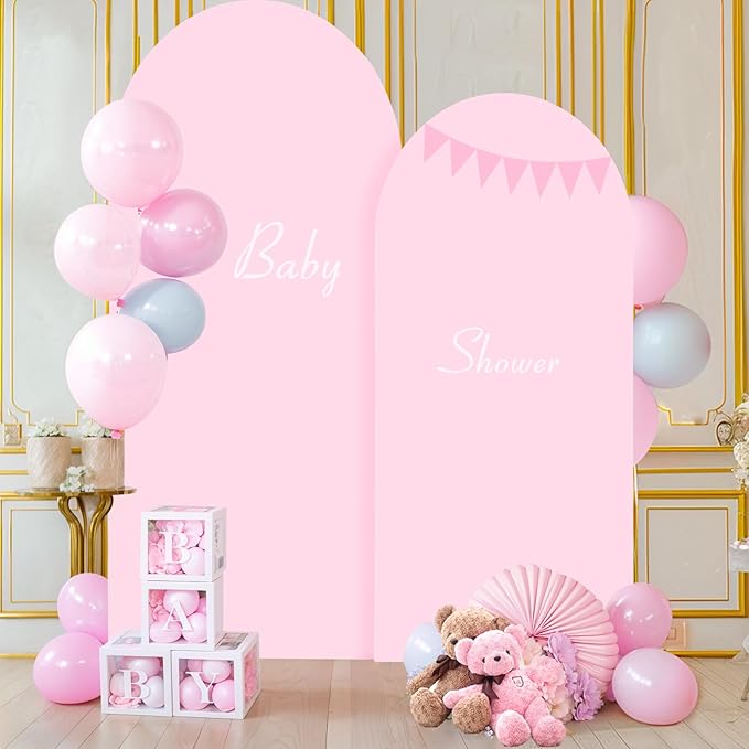 7.2FT Pink Arch Backdrop Cover - Polyester Fitted Wedding Arch Stand Covers Round Top Chiara Arch Backdrop Cover for Birthday Party Banquet Photo Background Decoration