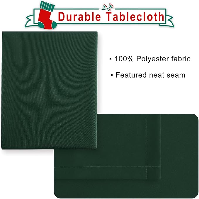 Hiasan Waterproof Tablecloth Rectangle - Washable Fabric Table Cloth for Dining Room Kitchen Birthday Party and Outdoor Use, Hunter Green, 70 x 120 Inch