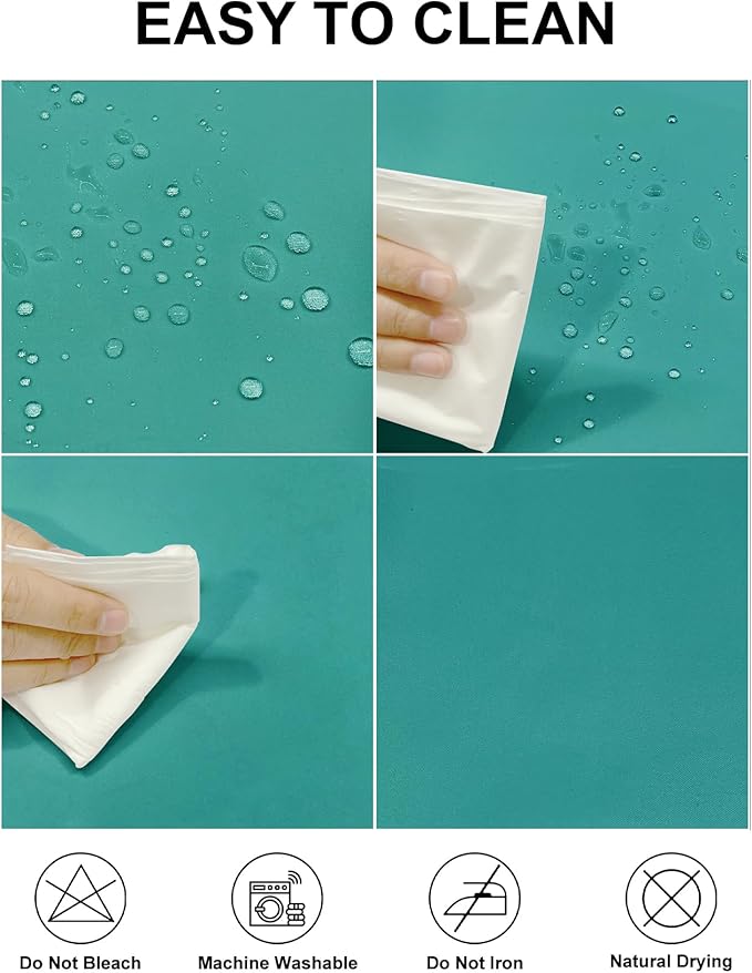 Fokitut 2 Pack Waterproof Rectangle Tablecloth, 90x156 Inch,Stain Resistant and Wrinkle Polyester Table Cloth, Fabric Table Cover for Kitchen Dining, Wedding, Party, Holiday Dinner-Turquoise
