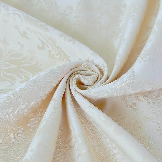 SASTYBALE Rectangle Tablecloth - 60 x 102 Inch Beige Cream Damask Table Cloth Jacquard Design Spill Proof Wrinkle Resistant Waterproof Soft Polyester Oblong Table Cover for Kitchen Parties(Ivory)