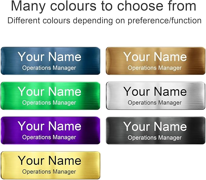 Engraved Personalized Name Tags with Magnet Clip or Pin - Stainless Steel Metal Custom Magnetic Name ID Badge Tag for School Teacher, Kids, Business Work Lable Sign Employee Name Plate (Pin)