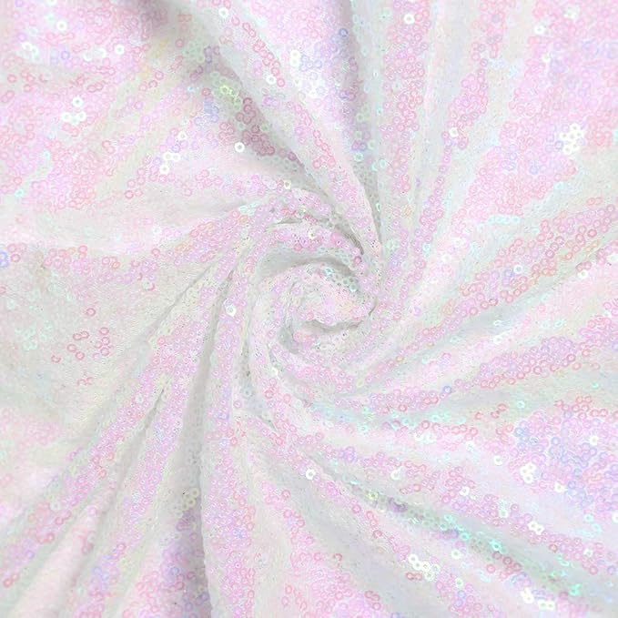 Iridescent White Sequin Backdrop Curtains 4 Panels 2FTx8FT Glitter Iridescent White Photo Backdrop Party Wedding Baby Shower Curtain Sparkle Photography Background