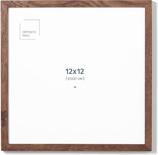 Opposite Wall - 12x12 in - Dark Solid Oak Wood Picture Frame - Lightweight, Versatile & Shatterproof - Wall Hanging Poster or Photo Frame - Wall Decor for Office, Gallery & Home