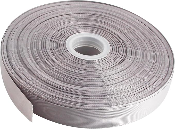 Jesep One Roll 100 Yards Soild Grosgrain Ribbon Boutique Gift Wrapping Package Ribbon, DIY Crafts Bow Hair Headband Accessories Assorted Ribbon#09 (1" 25mm, Gray)