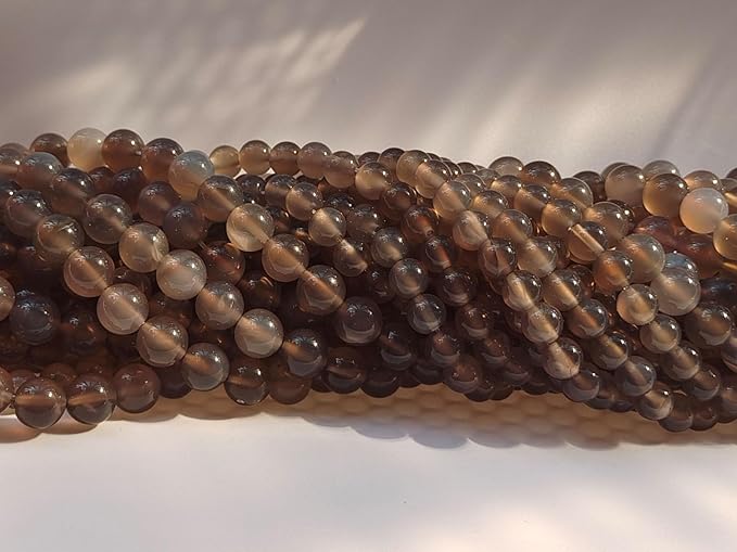 Stone Beads 6mm 140pcs Grey Agate Beads Round Loose Gemstones Beads for Bracelet Necklace Jewelry Making (6mm, 60620 Grey Agate)