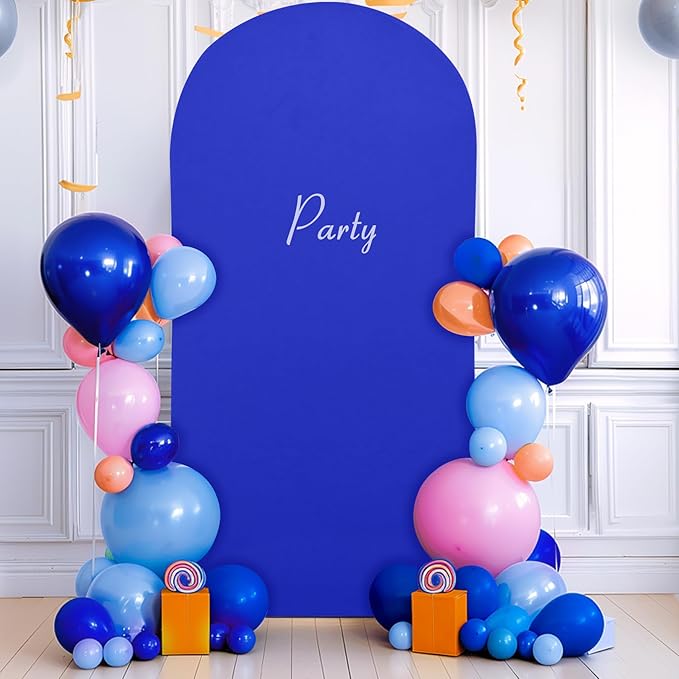 7.2FT Royal Blue Arch Backdrop Cover - Polyester Fitted Wedding Arch Stand Covers Round Top Chiara Arch Backdrop Cover for Birthday Party Banquet Photo Background Decoration