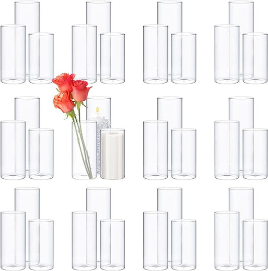 Sawysine 60 Pcs Glass Cylinder Vases 2.5''/2.95''/3.9'' Diameter Clear Flowers Vase Hurricane Floating Candles Holders for Table Centerpieces (2.5 x 5 in,2.5 x 6 in,2.5 x 8 in)