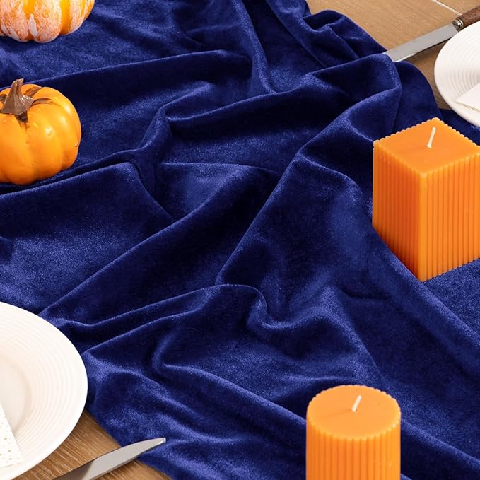 Royal Blue Velvet Table Runner 3 Pack Fall Thanksgiving Table Runners 20 x 120 Inch Luxurious Elegant Velvet Fabric Friendsgiving Table Decor for Christmas Dinner Wedding Bridal Baby Shower