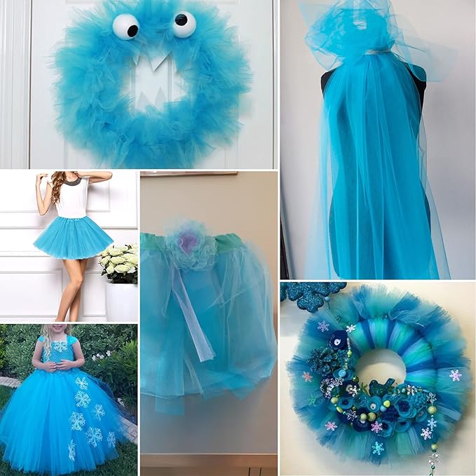 Turquoise Tulle Fabric Rolls 54 Inch by 40 Yards Tulle Bolt Spool for Wedding Decorations DIY Tutu Baby Shower Table Skirt Ceiling Decor Birthday Party Craft Supplies