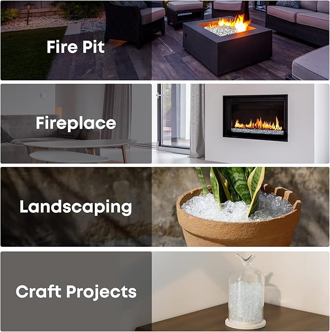 Stanbroil 10-Pound Fire Glass - 1/4 inch Reflective Tempered Fire Glass for Fireplace Fire Pit, Platinum Reflective