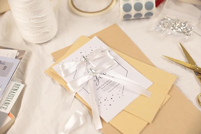 White Satin Ribbon 3/8 inch X Continuous 50 Yards, Single Face Polyester Ribbon Perfect for Gift Wrapping, Flower Bouquet, Wedding Decor, Crafts, Bow Making, Sewing and More