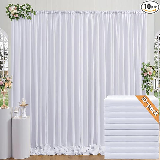 50ft x 10ft Thick Ivory Backdrop Curtains for Parties, 10 Panels 5ft x 10ft Non See Through Ivory Polyester Wedding Drapes Photo Backdrop for Birthday Party Graudation Photography Home Decor