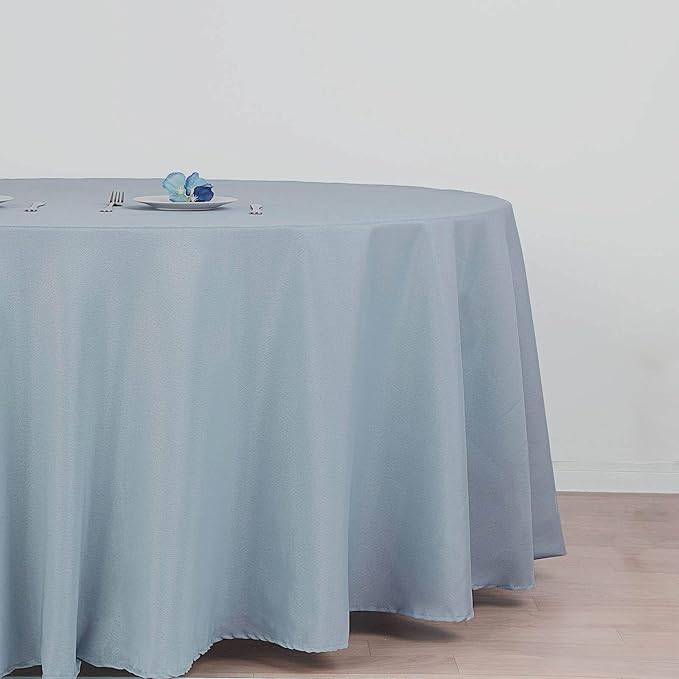 Efavormart Round Tablecloth, 120 Inch Stain & Wrinkle Resistant Washable Table Cloth, Decorative Polyester Fabric Table Cover for Banquet, Wedding, Dining - Dusty Blue