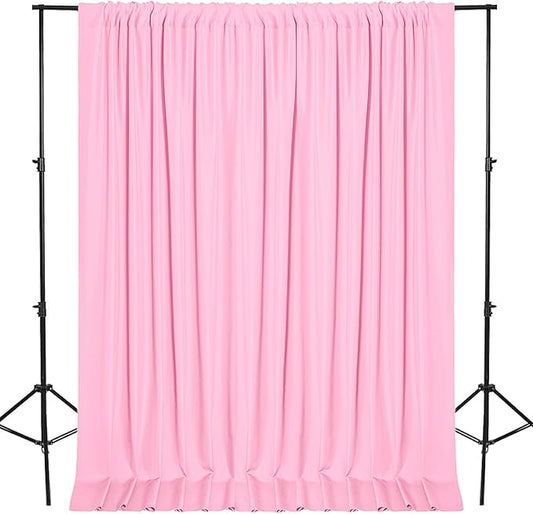 DWCN 10x8 FT Pink Backdrop Curtains for Parties, Photography Backdrop Drapes with Rod Pockets for Wedding Decorations Stage Birthday Family Gatherings, 2 Panels 5ft x 8ft