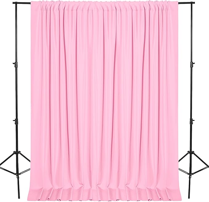 DWCN Pink Backdrop Curtains for Parties, Background Curtains Photography Backdrop Drapes with Rod Pockets for Wedding Decorations Stage Birthday Family Gatherings, 2 Panels 5ft x 10ft