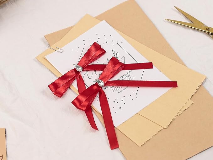 Red Satin Ribbon 3/8 inch X Continuous 100 Yards, Single Face Polyester Ribbon Perfect for Gift Wrapping, Flower Bouquet, Wedding Decor, Crafts, Bow Making, Sewing and More