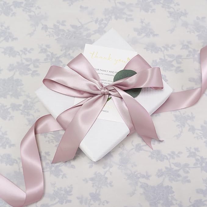 HUIHUANG Dusty Rose Ribbon 1.5 inch Double Face Satin Ribbon Silk Like Ribbons 50 Yards Roll for Gift Wrapping Bows Making Floral Bouquet Wedding Invitations Decor Party Favor Craft Supplies