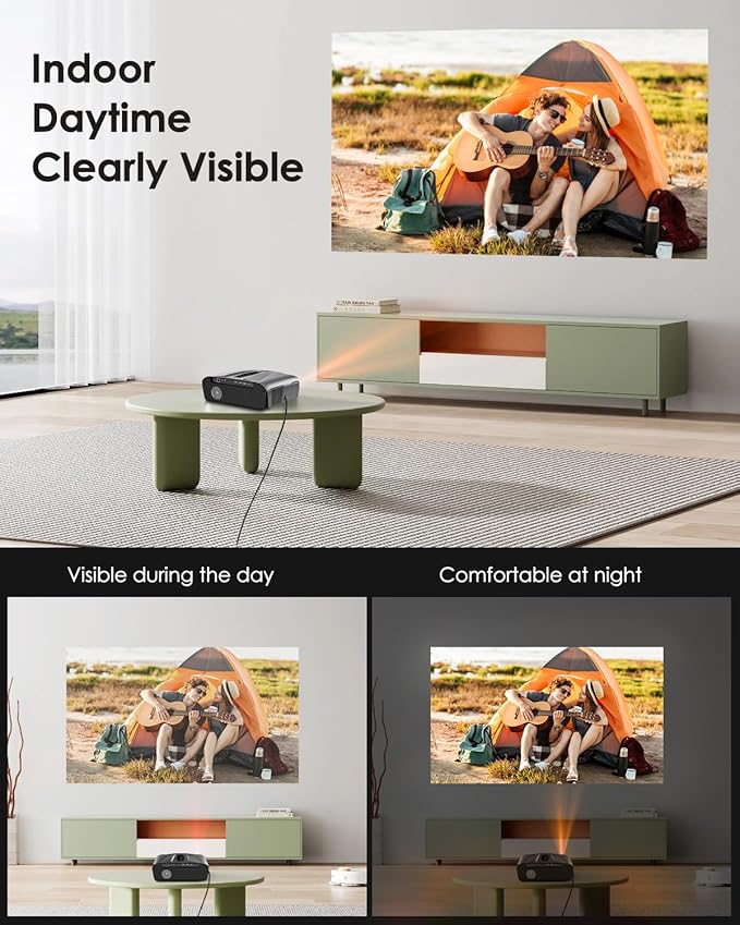 Daylight Projector 4K Ultra HD 2300 High ANSI Smart Home Theater with WiFi 6, Bluetooth, NFC, Streaming Apps, Bright Daytime Proyector, HDR10+, Auto Focus, HDMI 2.1 ARC USB for Movie Video Gaming CIVE