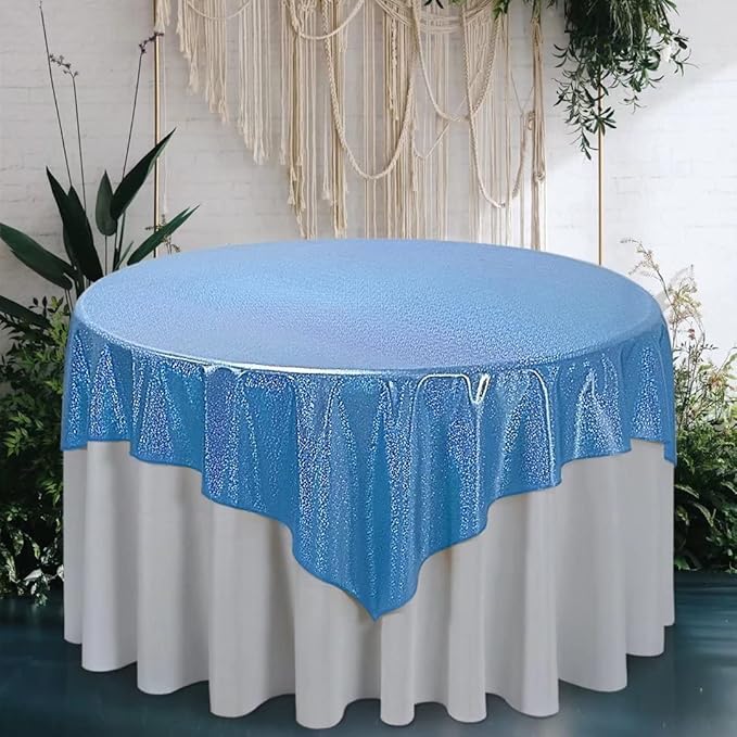 Fitable Sequin Tablecloth for Parties 60x60 Inch - Sparkle Glitter Table Cloth Laser Square Overlay for Wedding Baby Shower Ceremony Birthday Holiday Banquet Decor, Blue