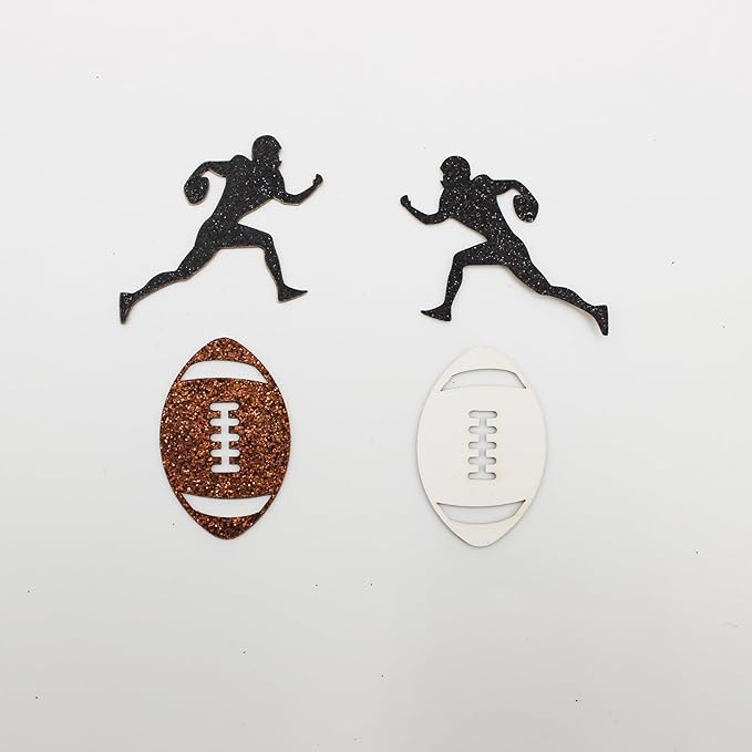 200PC Football Confetti for Table,Football Party Decorations for 1st Year Down Birthday Baby Shower Sport Party Decor,Glitter Football Players Shaped Table Scatters
