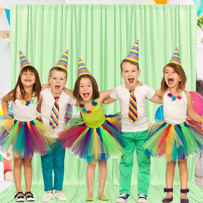 2 Panels Light Green Backdrop Curtain, 10 x 10 Feet Satin Background Curtains for Parties, Weddings, Baby Showers, Halloween, Christmas Birthday Party Photoshoot Backdrop Curtains Decorations