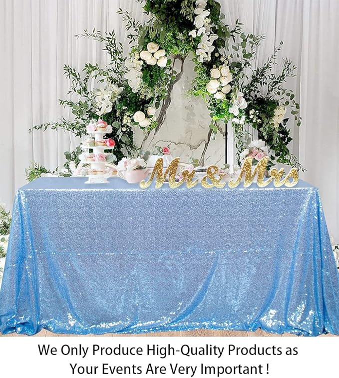 ShinyBeauty Square Tablecloth 72x72-Inch Sequin Tablecloth Overlay Baby Blue Table Cover Sequined Table Cloths for Wedding Light Blue Shimmer Tablecloth Linen Square Table Overlay for Cocktail/Cake