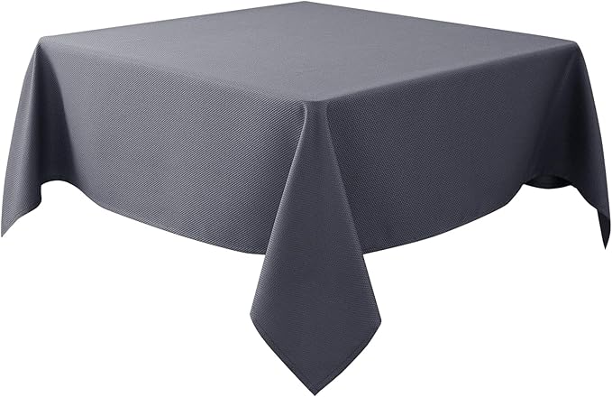 Biscaynebay Textured Fabric Square Tablecloths 70x70 Inches, Dark Grey Water Resistant Card Table Cloth Folding Table Cover for Dining, Kitchen, Wedding and Parties etc. Machine Washable