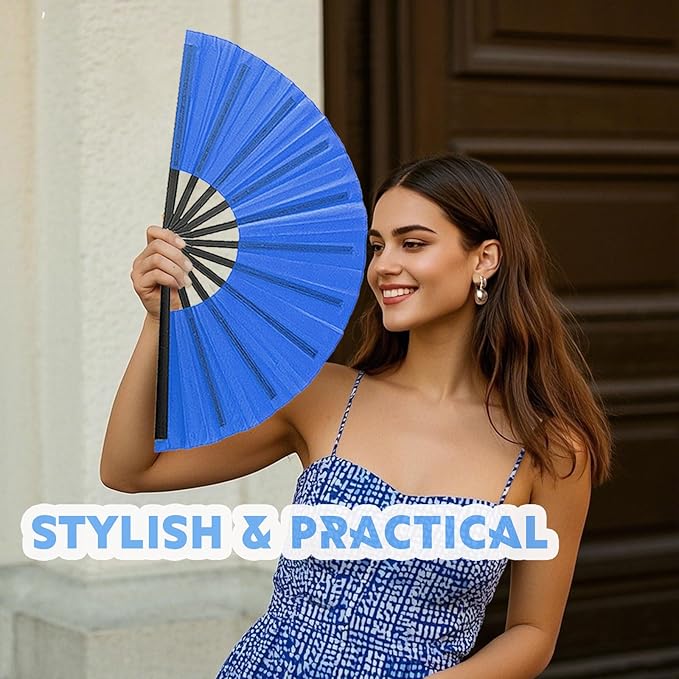 10 Pcs Loud Clap Fans for Line Dancing Bulk, Chinese Kung Fu Tai Chi Large Hand Fans for Women Foldable for Festival Dance Party Popping Clacking (White)