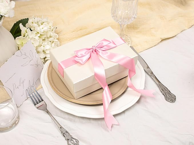 Rose Pink Satin Ribbon 1 inch X Continuous 100 Yards, Single Face Polyester Ribbon Perfect for Gift Wrapping, Flower Bouquet, Wedding Decor, Crafts, Bow Making, Sewing and More