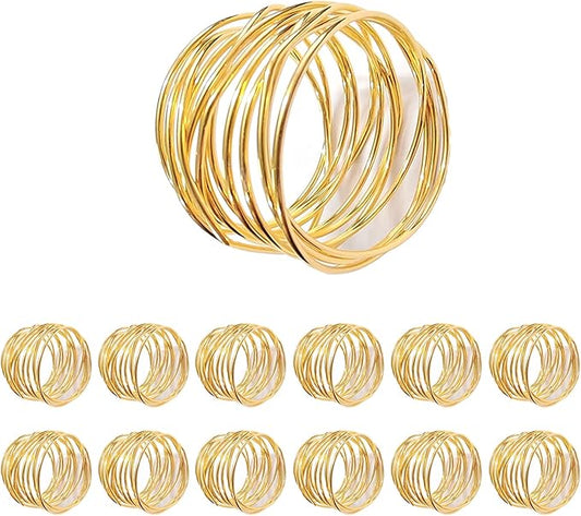 Gold Napkin Rings - 12 PCS Metal Napkin Rings(Twisted Wire) Napkin Holders Buckles for Family Dinner, Wedding, Party,Table Decorations