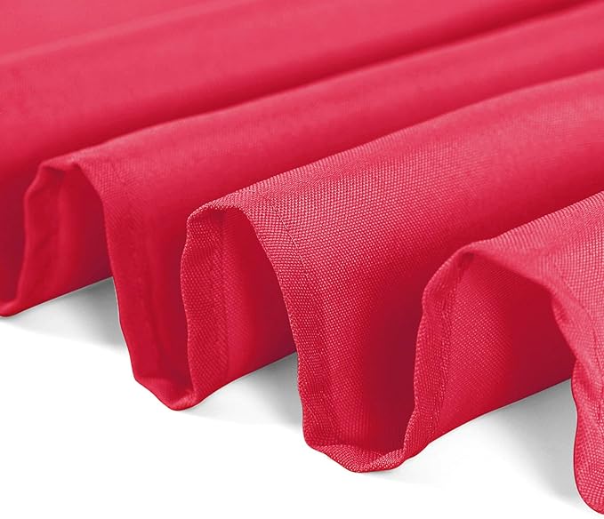 Cupuamon 132 inch Round Tablecloth Washable Polyester Table Cloth Decorative Table Cover for Wedding Party Dining Banquet（132 inch,Red）