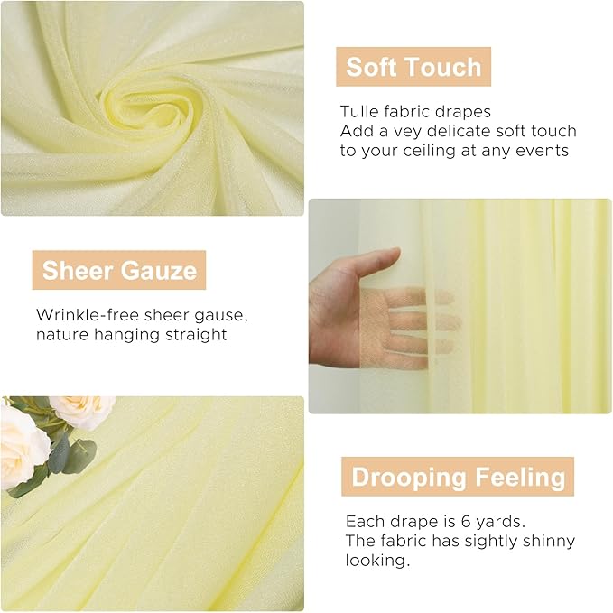 Wokceer Wedding Arch Draping Fabric 6 Panels 28.7" x 20FT Beige Drapes Sheer Fabric Backdrop Arch Draping Fabric for Wedding Ceremony Birthday Party Bridal Shower Decoration