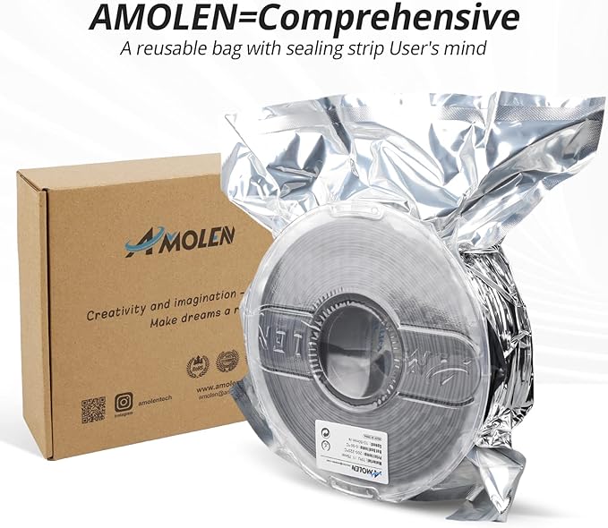 AMOLEN TPU 3D Printer Filament 1.75mm, Flexible Soft TPU 3D Printing Filament Supports High Speed, 1kg Spool(2.2lbs), Grey