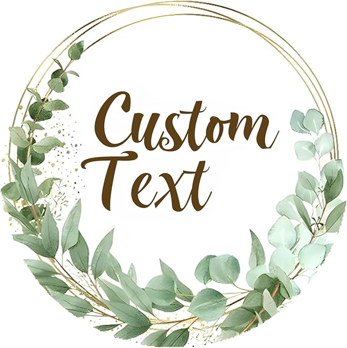 Premium Custom Stickers Labels - Personalized Stickers for Businesses Logo and Name. Birthday Pets and Label Product Boxes Wedding Favors Waterproof Labels (wreath 16, 2 inch)