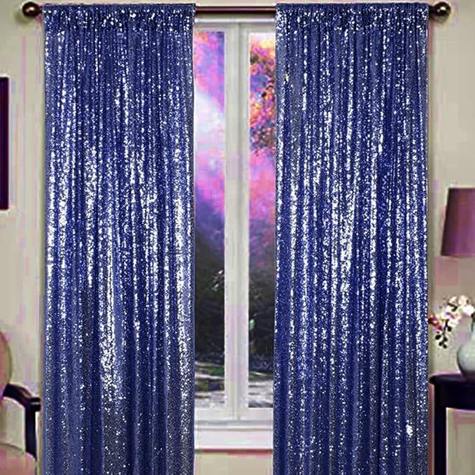 Navy Blue Sequin Backdrop Curtains 1 Panel 10FTx10FT Glitter Navy Blue Photo Backdrop Drapes Party Wedding Baby Shower Curtain Sparkle Photography Background Backdrop